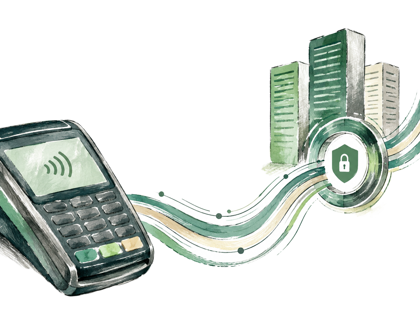 Hand-drawn payment terminal and connected financial infrastructure