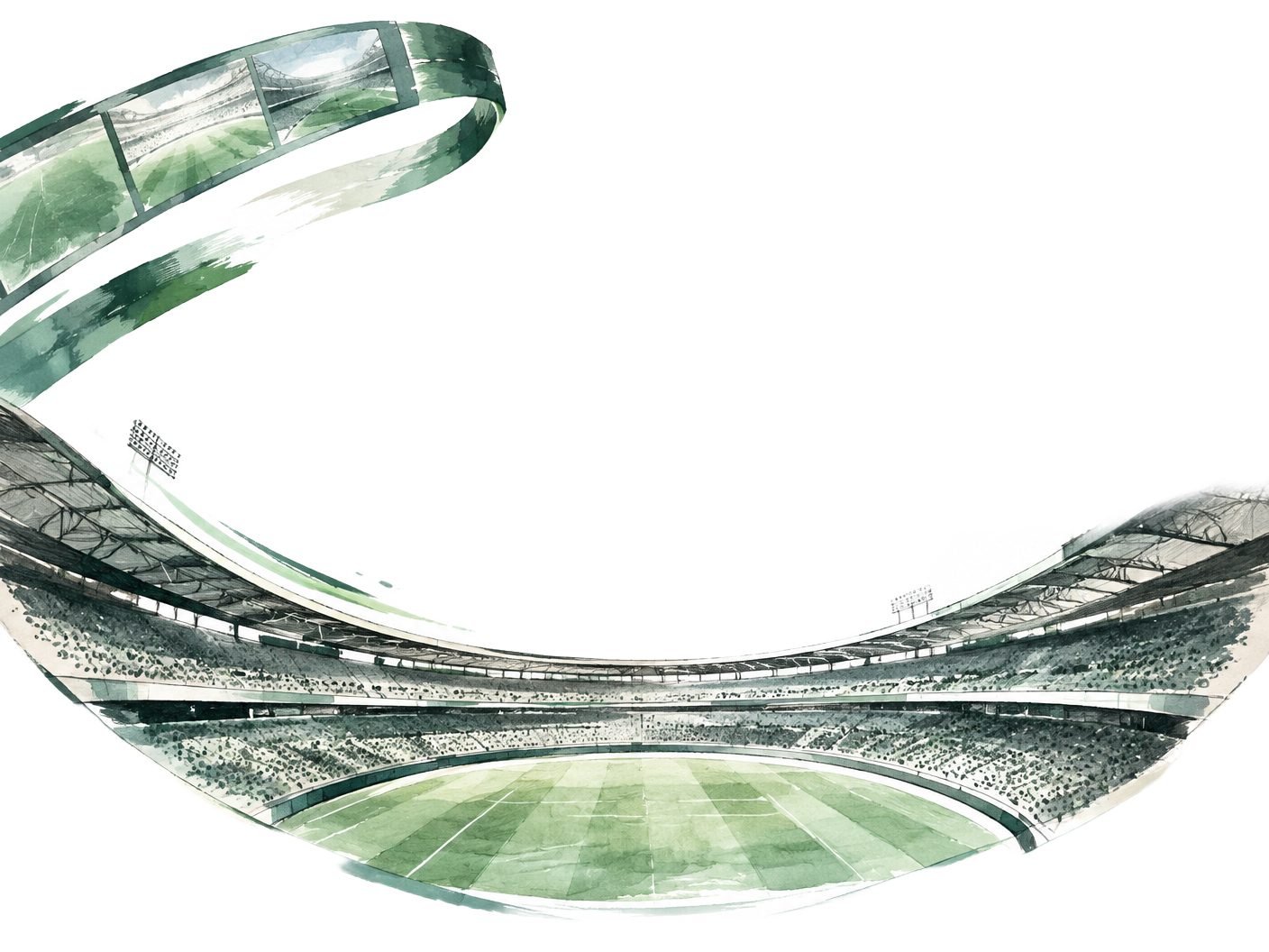 Hand-drawn connected stadium and digital experience ribbon